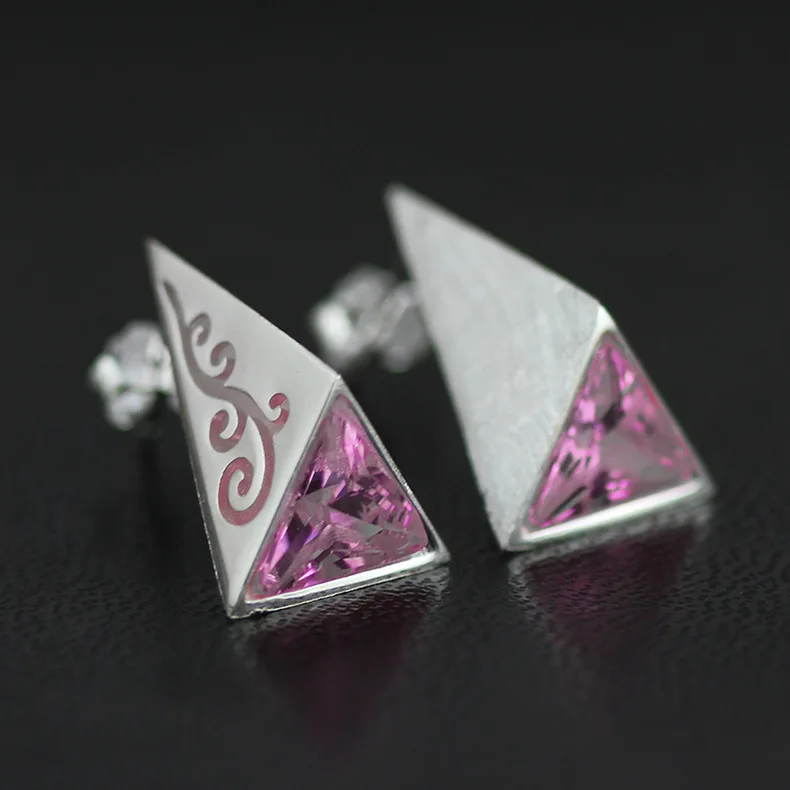 

CMAJOR Handmade 925 Sterling Silver CZ Accent Minimalist Triangular Cone Patterned Earrings Original Fine Jewelry Wholesale