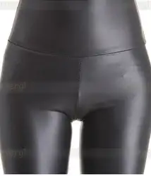 2016 новое поступление женские узкие брюки Matt Высокая талия стрейч Искусственная кожа эластичные облегающие брюки