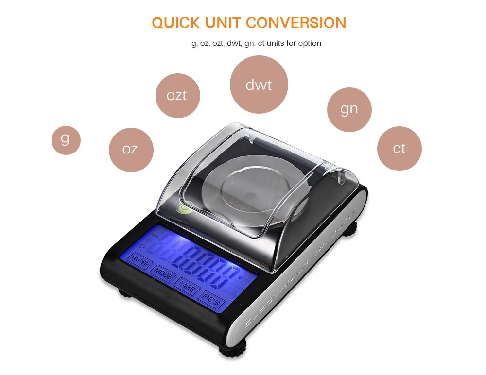 50g / 0.001g High Precision Touch Screen Portable Electronic Digital Diamond Jewelry Scale Gold Lab Balance