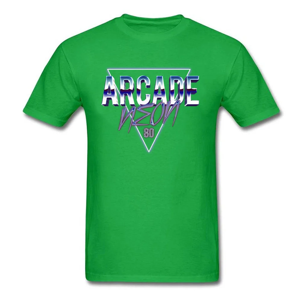 Arcade Neon 80s T Shirt Gift Short Sleeve Cheap Round Neck 100% Cotton Tees Funny Tee-Shirt for Men Lovers Day Arcade Neon 80s green