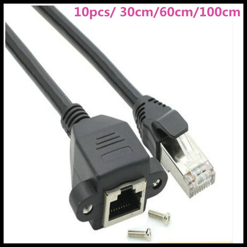 10 шт. 0.3 м/0.6 м/1 м Винт панели крепление RJ45 Cat5 мужчин и женщин локальной сети удлинитель с винтами