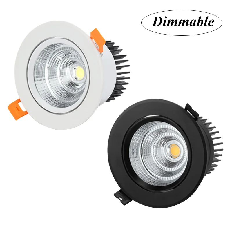 

Dimmable LED COB Spotlight Ceiling lamp 3W 5W 7W 9W 12W 15W Aluminum recessed downlights round led panel light AC110V 220V