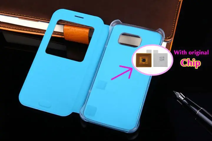 

50x DHL Free Filp Leather Case For Samsung Galaxy S6 G9200 with Chip Smart View Open Window Dormancy Function Flip Back Cover
