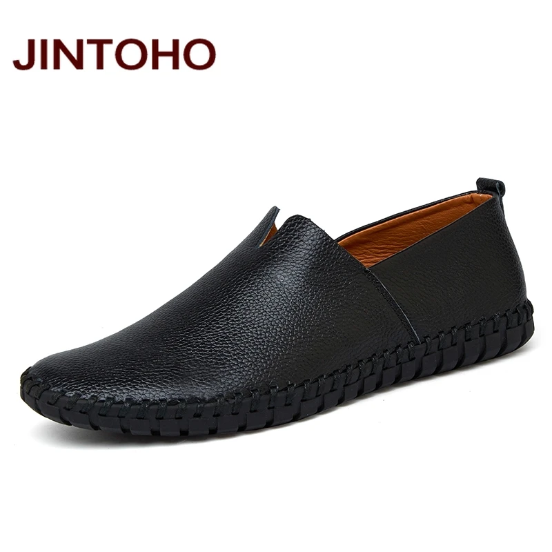 Туфли JINTOHO мужские из натуральной кожи Модные слипоны итальянские кожаные лоферы