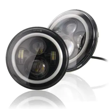 

7" LED Headlights Bulb with Halo Angel Eye Ring & DRL & Turn Signal Lights for Jeep Wrangler JK LJ CJ Hummer H1 H2