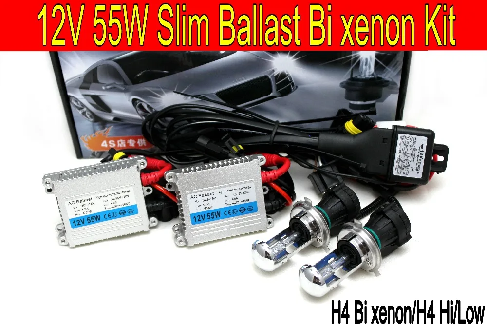 

Free shipping12V 55w H4 high/low Brightness xenon/Bi xenon HID H4 xenon Conversion Kit 8000K 4300K 6000K 10000K car headlight