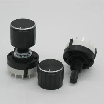 

10pcs RS26 4 Pole Position 3 Selectable Band Rotary Channel Selector Switch Single Deck Rotary Switch Band Selector +10pcs knob