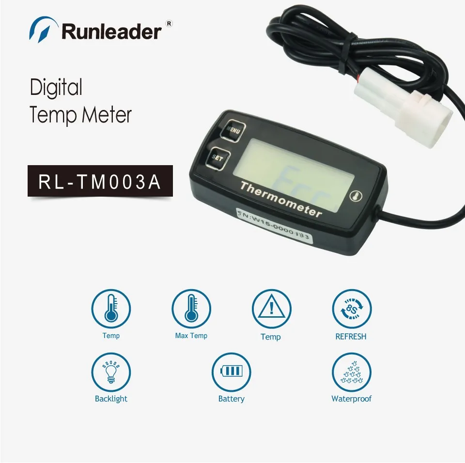 Runleader RL-TM003A цифровой темп метр термометр измеритель температуры для трактора ATV UTV мотоцикл двигатель генератор Вода Масло