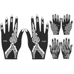 Индийская хна Менди временная татуировка набор трафаретов для Для женщин ручной боди-арт наклейки Лидер продаж