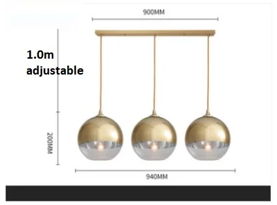 LukLoy кухня Остров лампы золото серебро стеклянный шар барная стойка Подвесная лампа обеденный стол подвесные светильники подвесное освещение - Цвет корпуса: Small 3heads gold