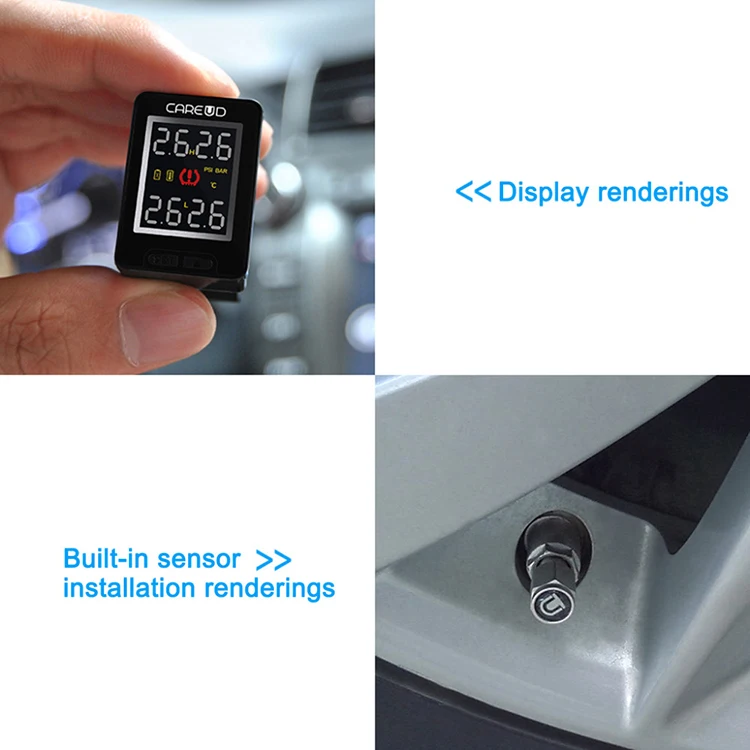 CAREUD U912 для Toyota TPMS беспроводной автошин индикатор давления 4 Внутренний сенсор батарея заменить ЖК-экран автосигнализации системы
