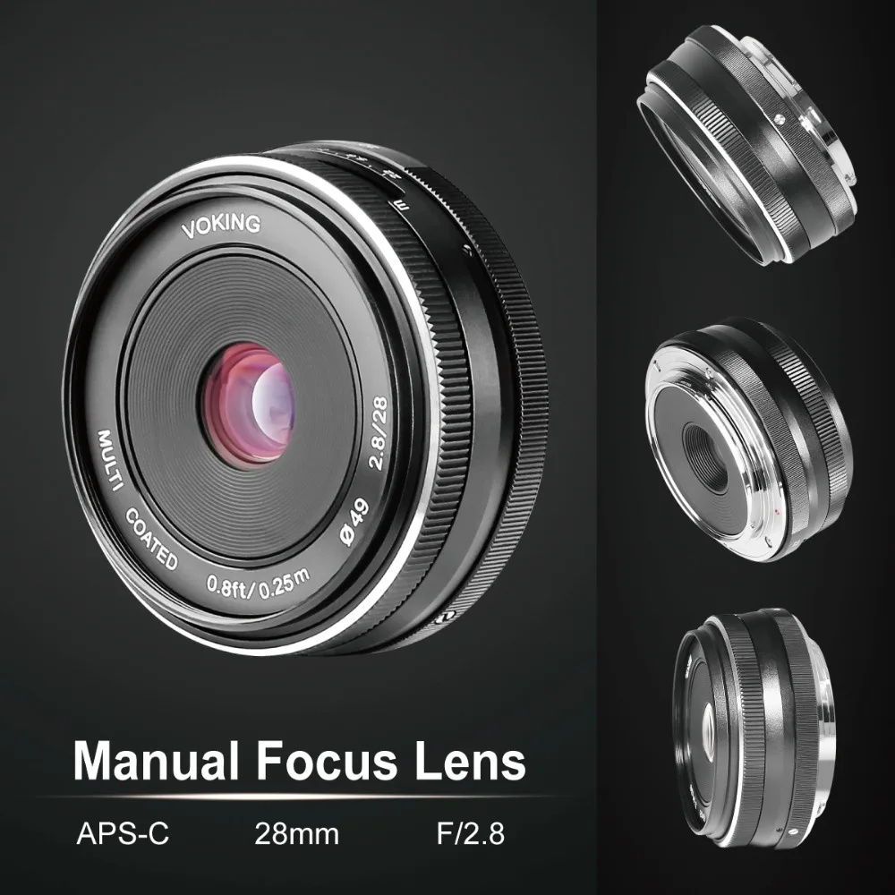 VOKING VK 28mm F2.8 Большая диафрагма ручной фокусировки объектива для камер Canon EF M EOS