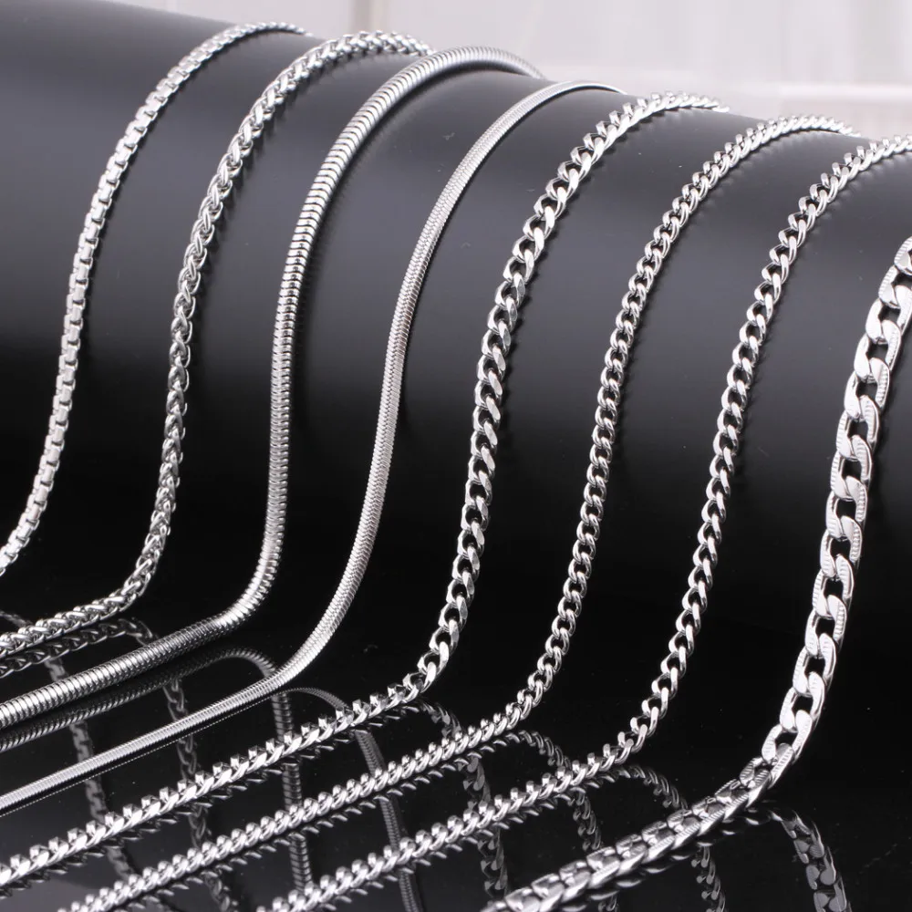 

Men's Chain Necklace 45cm/50cm/55cm Long Necklace 2.5mm Wide Necklace for Men SilverTitanium Steel Link Chain Necklaces Men