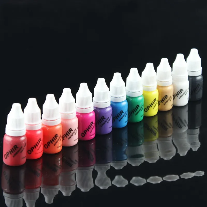 Ophir 0.3mm Prego Kit com Compressor de ar 12 Tintas do Prego do Airbrush 20x Nail Art Stencils & Bolsa & Escova de Limpeza de Unhas Tools_op-na001p 23 Equipamento de unhas artísticas