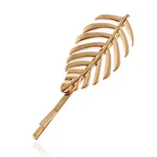 Минималистичная полированная боковая челка из металлического сплава заколка для волос для женщин трехмерные в форме листа заколки для волос DIY Стайлинг одно слово заколка