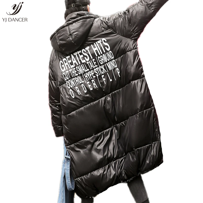 

Loose Lazy Wind Large Size Cotton Clothing Female 2018 New Winter Warm Long Letter Cotton Coat Hooded Jacket Tide HJB409