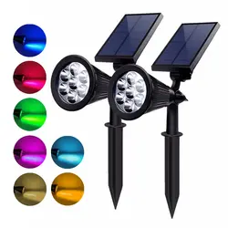 Asafee Солнечный Прожектор Регулируемая Солнечная лампа 7 светодио дный LED RGB In-Ground Light водостойкий Ландшафтный настенный светильник Открытый