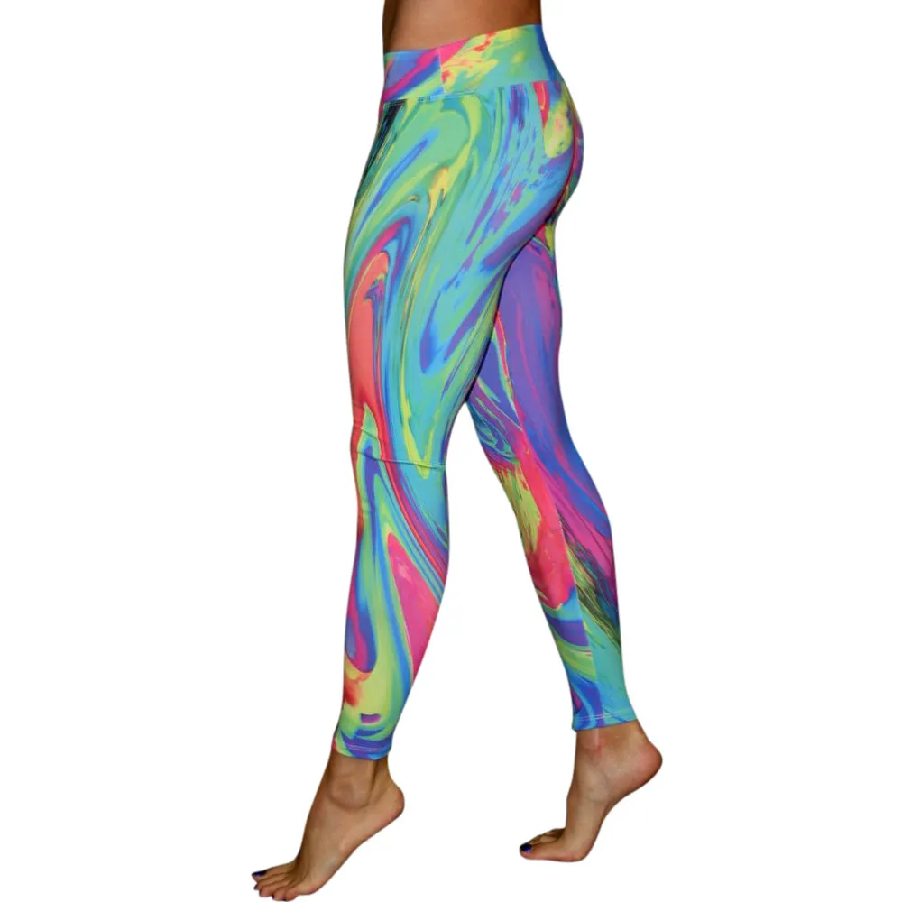 

Women's Skinny Leggings Fitness Pants Korean Gothic High Waist Van Gogh Stretch pants Workout Leggings Girl Clothes 2019