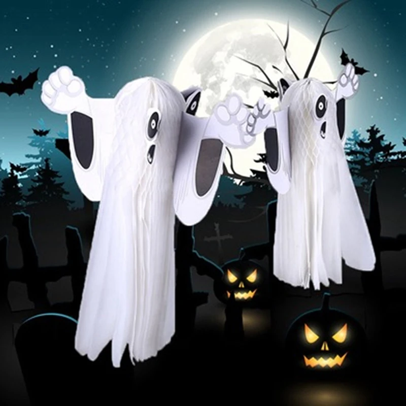 

Halloween Three-Dimensional Ghost Ornaments Ghost Festival Props Halloween Charm Hanging Pendant Decoration Paper Ghost Party