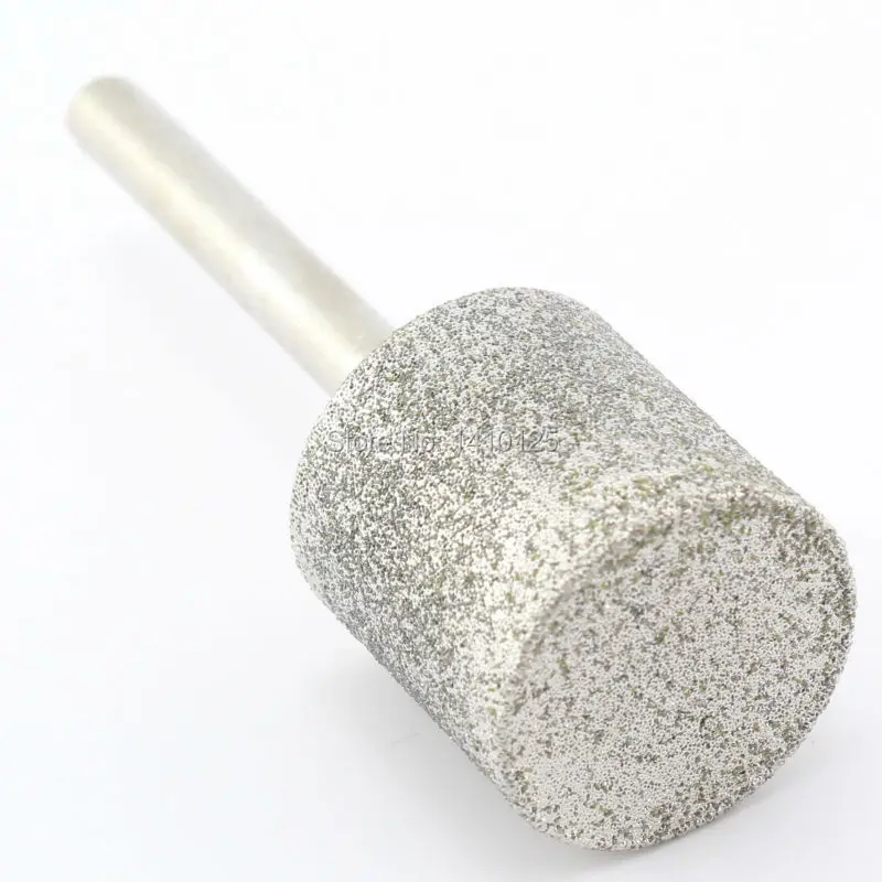 

25mm 1" inch Diamond Coated Cylinder Head Cylindrical Mounted Points Grinding Bit Grit 80 Coarse Shank 1/4" Sculpturing Stone