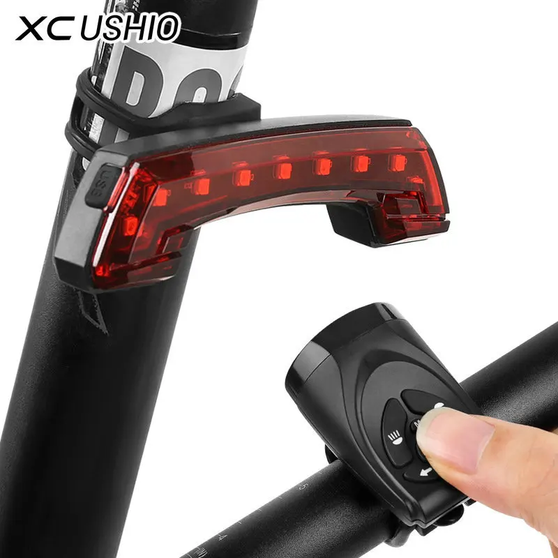 

XC USHIO USB Rechargeable Bicycle Light Wireless Smart Remote Control Turn Signal Tail Light Horn Bike LED Lamp Bike Accessories
