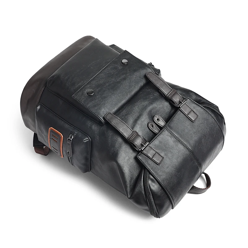 KatyPaul Brand Men's Leather High Quality Backpack Youth Travel Rucksack School Laptop Bags Male Business Shoulder Bag Mochila