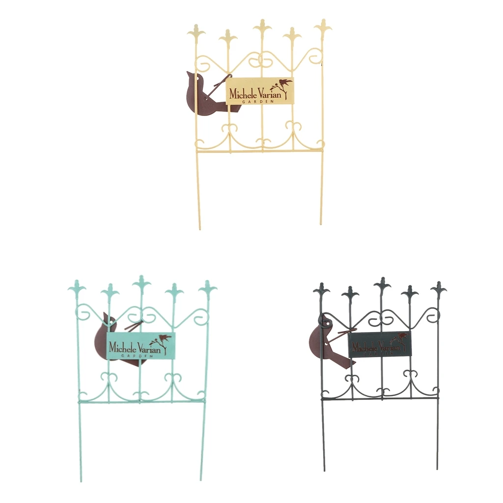 1/12 Dollhouse Metal Fence Ornaments Girls Miniature Garden Gate Metal  Accessories For Gift 3 Colors 
