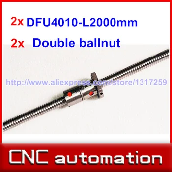 

2pcs CNC Rolled Ballscrew 4010 -L 2000mm DFU4010 ball screw rail with 2pcs Double ballnut