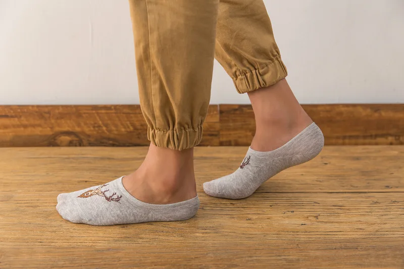 5 пара/лот мужские носки для лодыжки силиконовый слой против скольжения невидимые короткие носки хлопковые носки с принтом без шоу