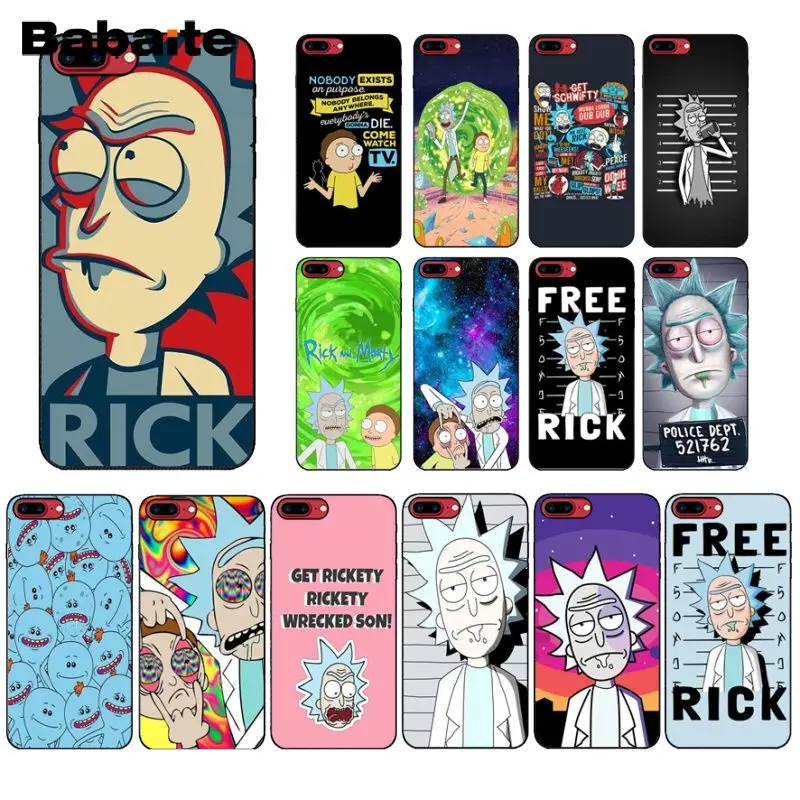Babaite ريك و Morty الأسود لينة قذيفة الهاتف غطاء ل أبل فون 8 7 6 6 S زائد X XS ماكس 5 5 S SE XR الهواتف المحمولة