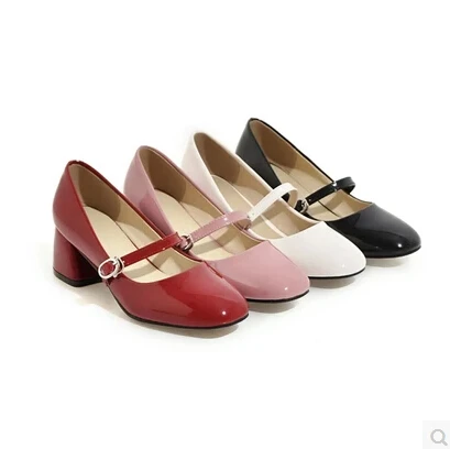 

2020 Korean Version Of The Rough With Patent Leather Side Of The Single Shoes Pearl Wedding Shoes Size Code Mary Jane Shoes