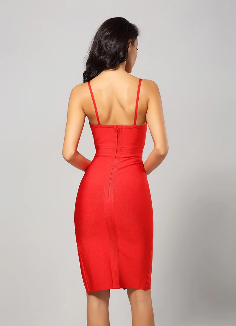 Стрейч облегающее женское Бандажное платье летнее сексуальное красное женское платье-спагетти XL фитнес вечерние Клубные платья vestido Vestidos