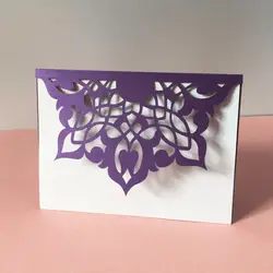 50 шт. лазерная резка роскошный фиолетовый Брак Свадебные Приглашения карты Поздравительные открытки сложенные карты Почтовые открытки