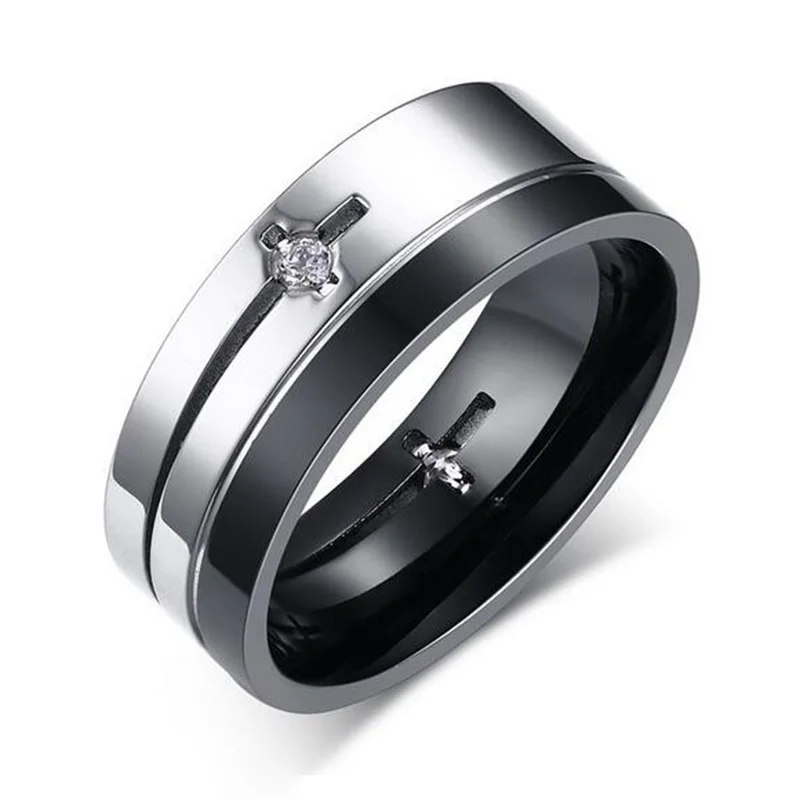 

Men Punk Two ColorsSilver Black Plated Titanium Ring Utr8043
