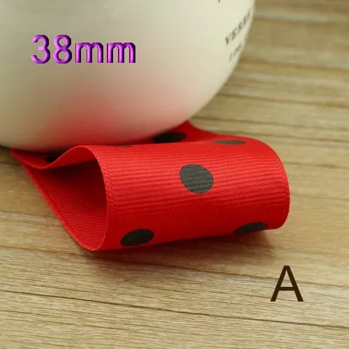 High quality 38mm Rib ribbon Single Face Dots satin ribbon DIY hair accessories Children package gift 5Mlot_10