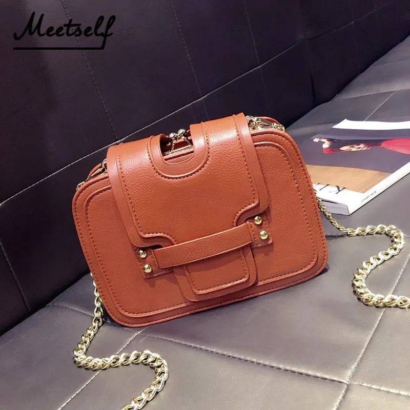 

MEETSELF Fashion Women Handbag Chain Messenger Bags PU Leather Lady Crossbody Mini Shoulder Bag Female Evening Bags QZH-Q8132