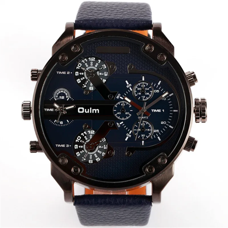 Prix pour Célèbre designer hommes montres top marque de luxe quartz-montre oulm bracelet en cuir grand visage militaire quartz horloge relogio masculino Prix pour Célèbre designer hommes montres top marque de luxe quartz-montre oulm bracelet en cuir grand visage militaire quartz horloge relogio masculino