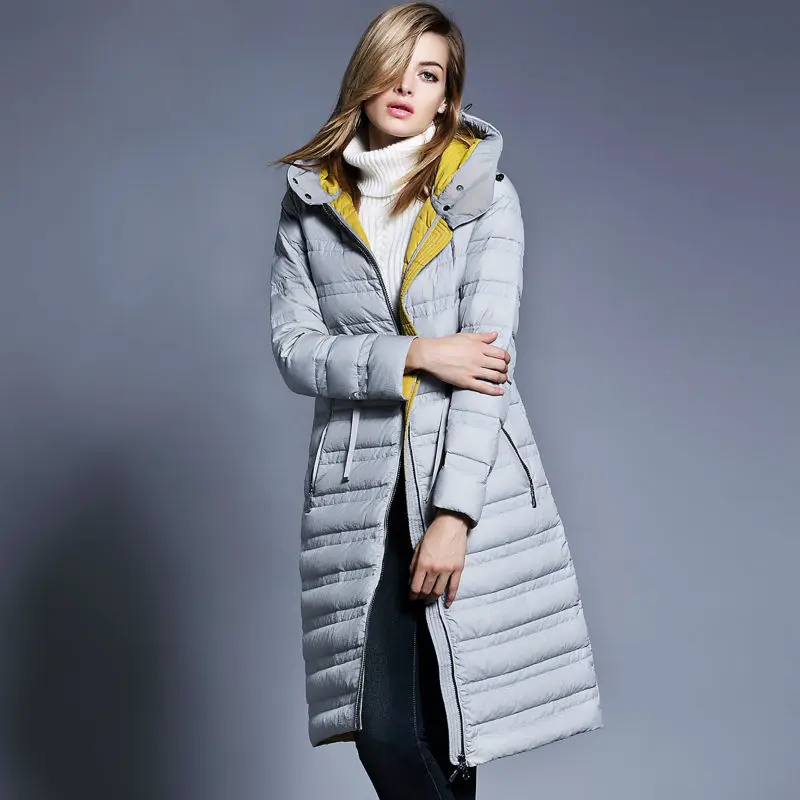 2017 brand new long section of thin coat down jacket Thin fashion Warm