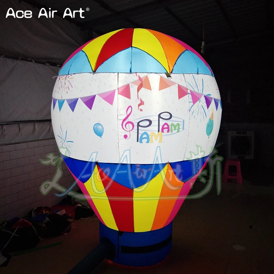  Custom logo prints lighting inflatable hot balloon 2.5m H rooftop balloon with glowing lights insid