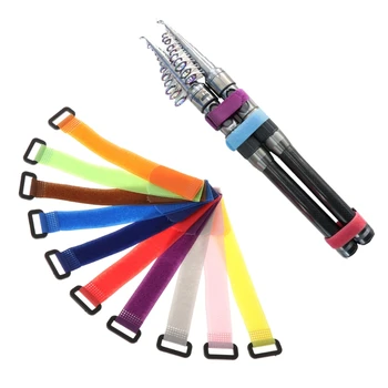 

10Pcs/Bag Fishing Rod Band Fixing Tie Strap Adjustable Pole Belt Nylon Wrap Tool