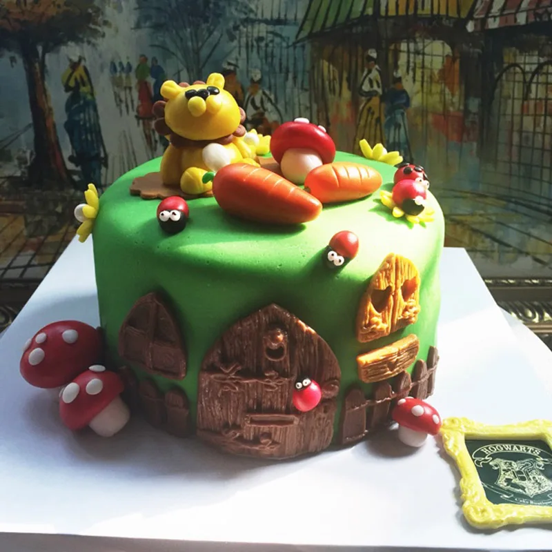 Fairy Tale Cottage Silicone Soap Mold Mushroom Window Door Fondant
