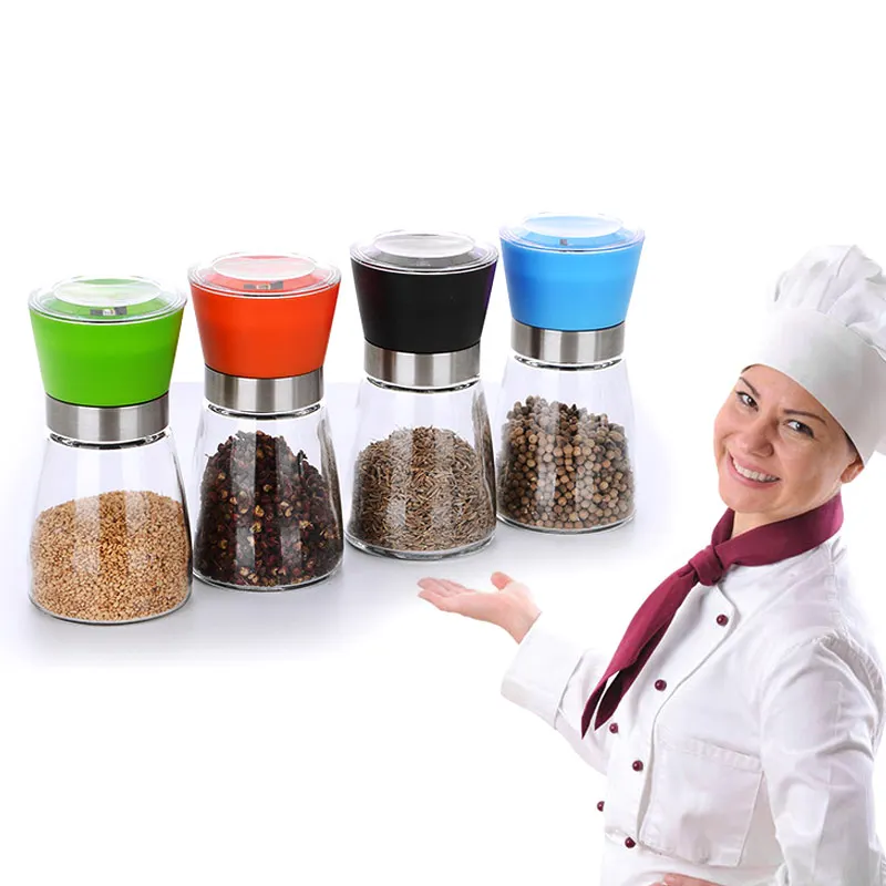 Hand Grinding Bottle Salt Pepper Mill Grinder Glass Shaker Spice