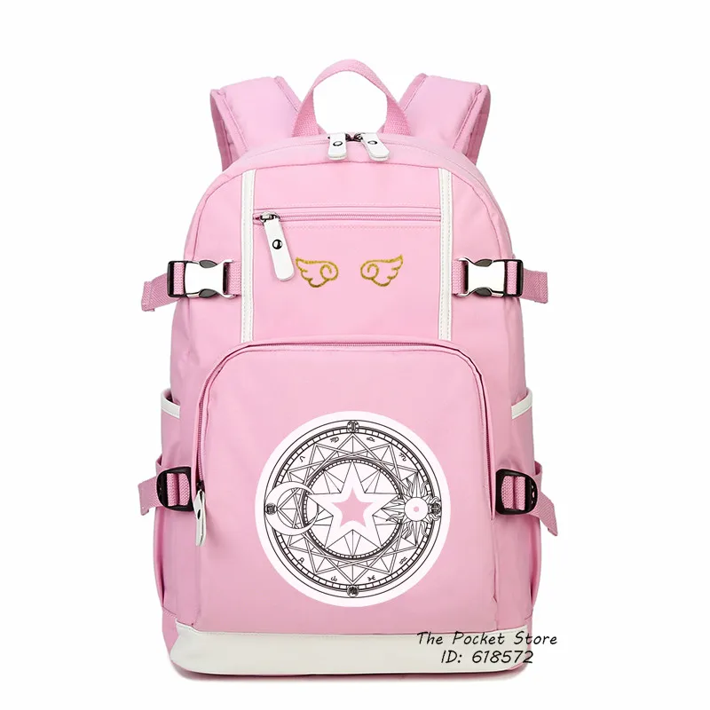 Mochila estampada SAKURA Captor de tarjetas de alta calidad Mochila de lona Sakura Mochila escolar Lolita Mochila femenina para mujer Mochila estampada SAKURA Captor de tarjetas de alta calidad Mochila de lona Sakura Mochila escolar Lolita Mochila femenina para mujer