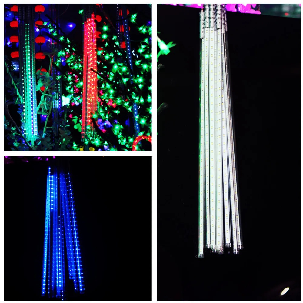 led meteor shower rain lights drop icicle snow falling raindrop 40cm