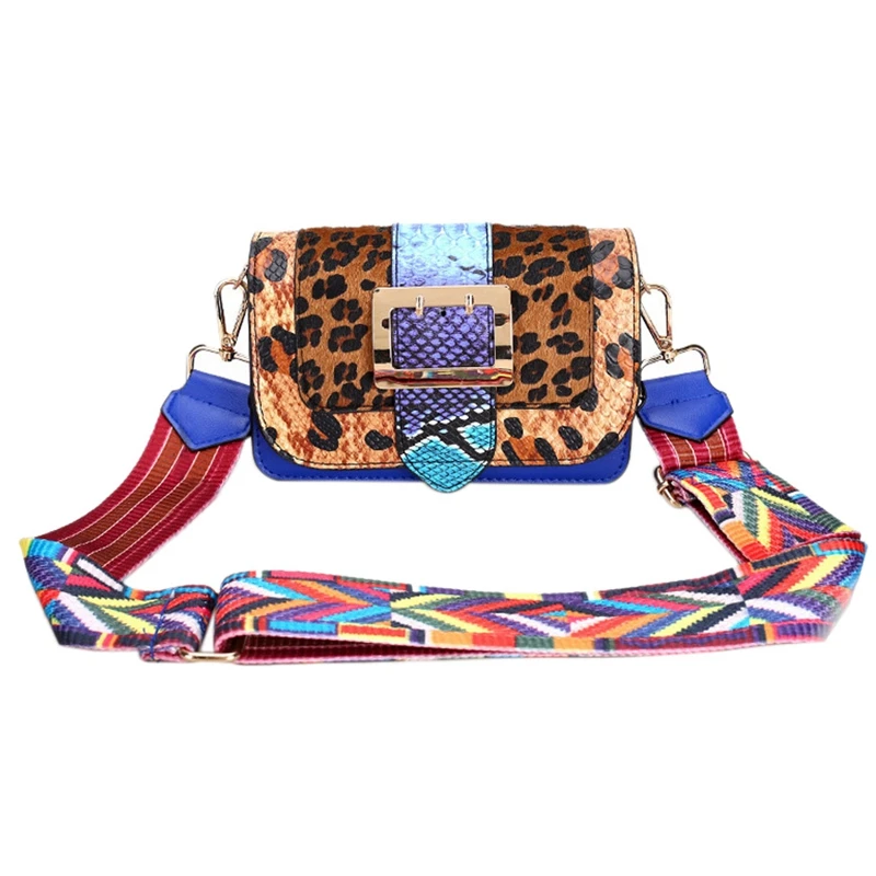 

AUAU-New Fashion Leopard Women Shoulder Bags With Color Shoulder Strap Messenger Bag Luxury Sac Main Flap Crossbody Bags Clutc