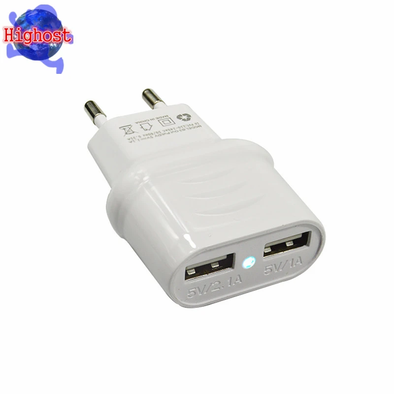 2.1A 2 Port EU Wall Charger + MICRO 5 pin
