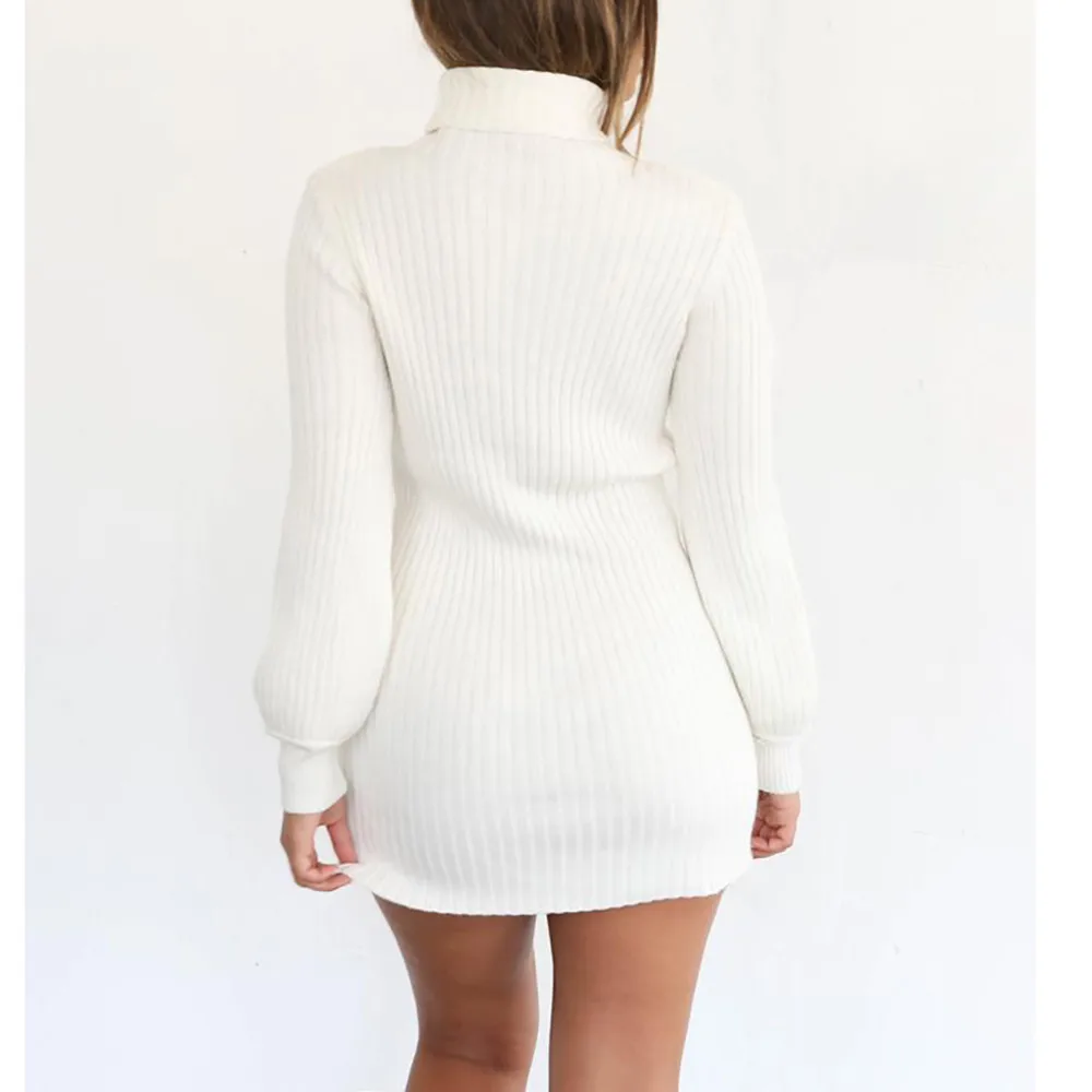 Женский свитер, зимнее платье, повседневные женские пуловеры с длинным рукавом, зимние вязаные Джемперы, свитер с высоким воротом, платье, Pull Femme#38