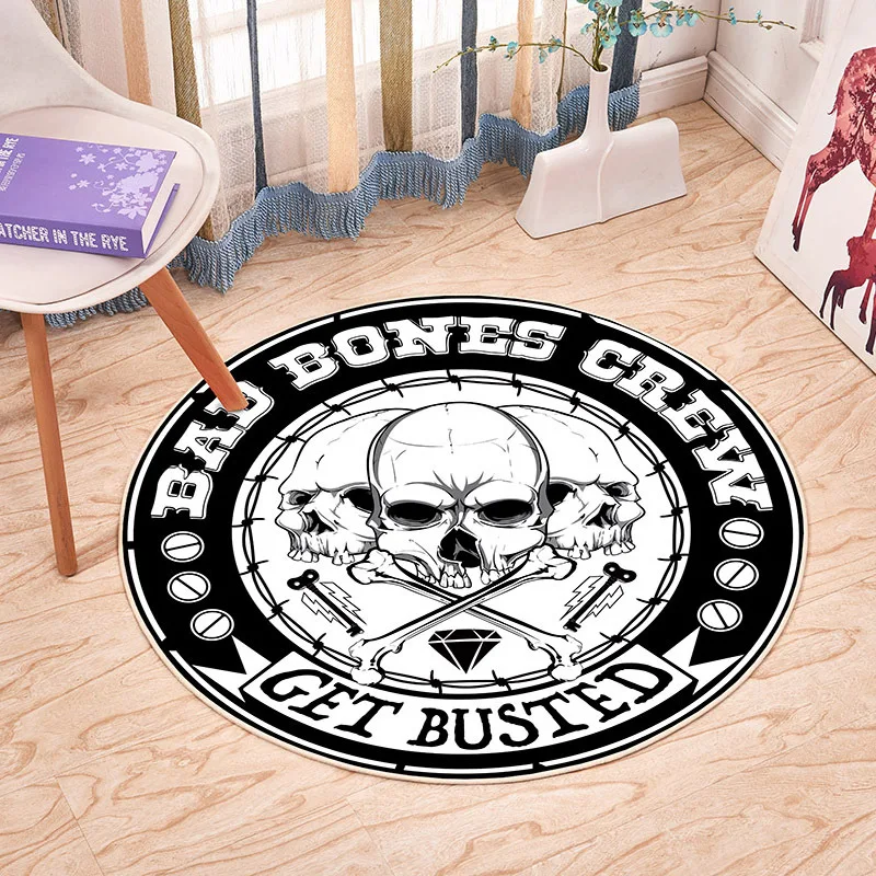 Высококачественные круглые ковры с рисунком черепа, коврик в гостиную, ковер с мультяшным принтом, нескользящий коврик для спальни, коврик и ковер