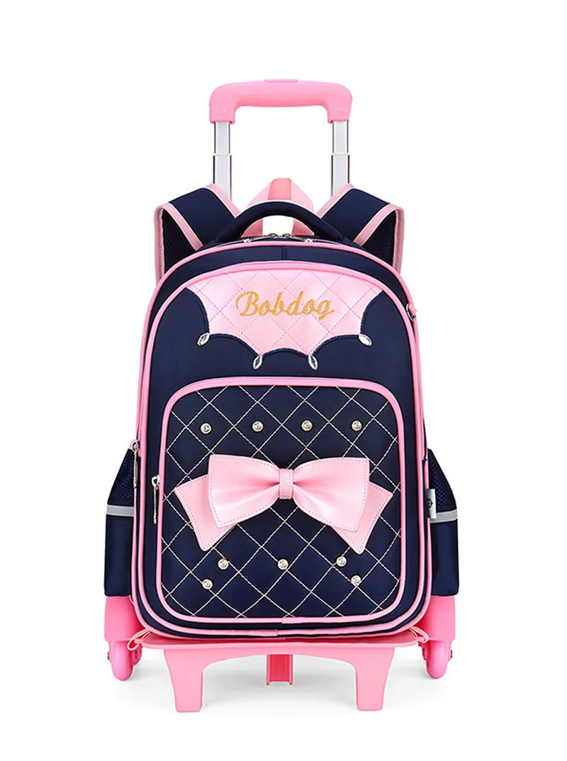 Детские школьные сумки для девочек, школьный ранец на колесиках, сумки для багажа, съемный рюкзак с колесиками, 2 шт./компл