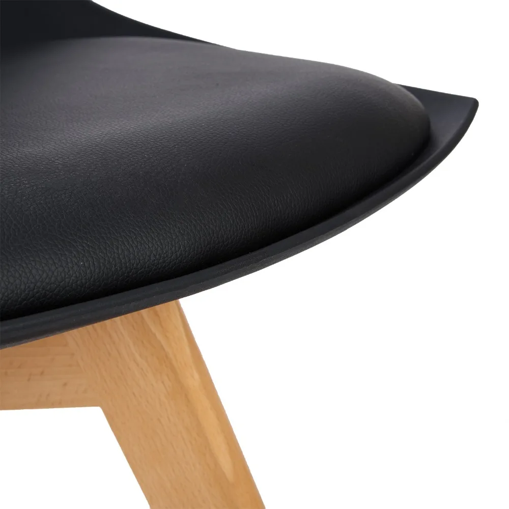 EGGREE 4PC Kitchen Chairs, Wooden Chair, Mirror Frame With Feet, Office Room Of Beech Wood And Metal Frame,Black Solid Legs